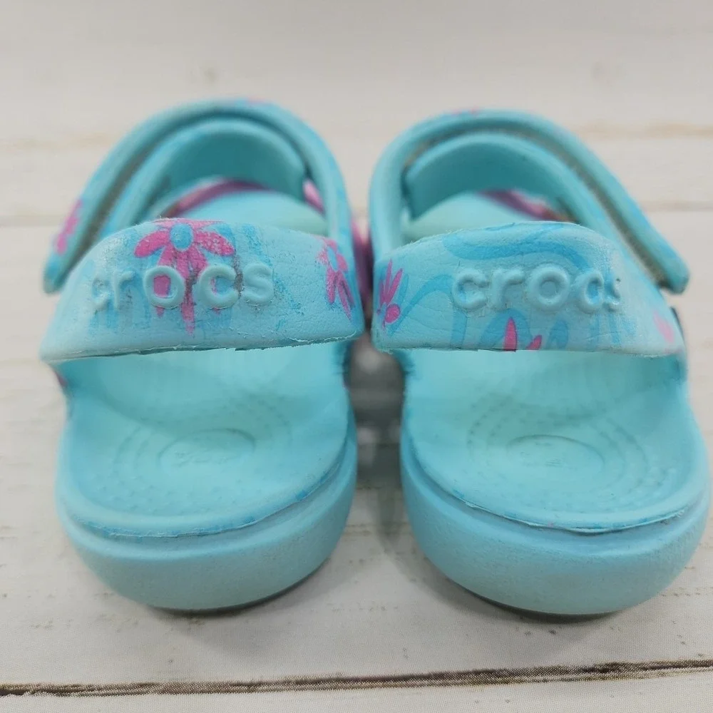 Crocs Disney Frozen Elsa Sandals Girls Size C9 Blue Pink Sandals Shoes‎